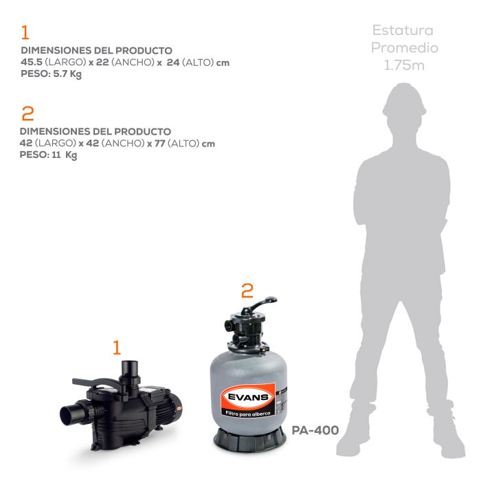Kit para alberca 63 m³ - EVANS (KIT-BDP-0.5)