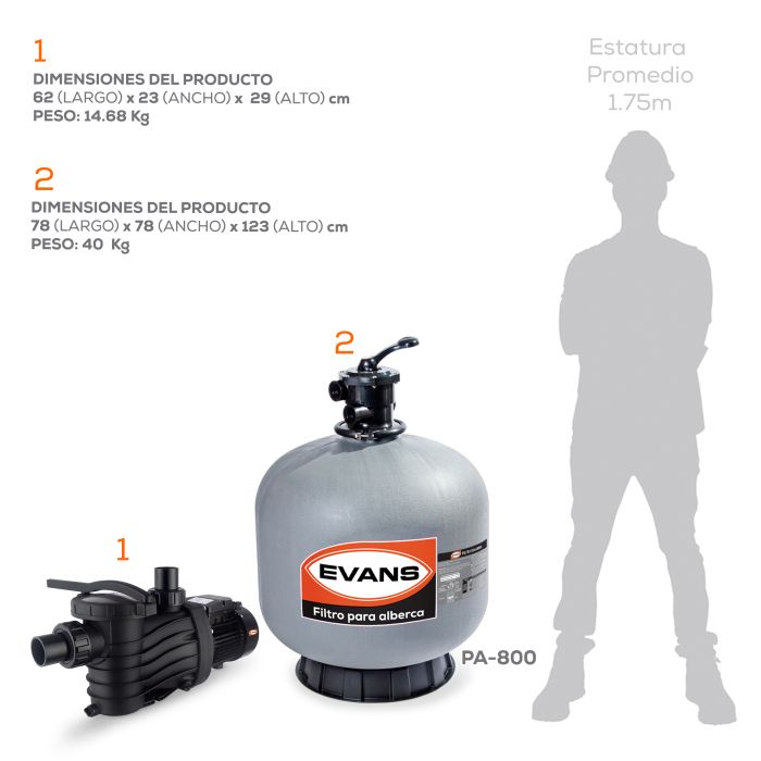 Kit para alberca 142 m³ - EVANS (KIT-BDP-2)