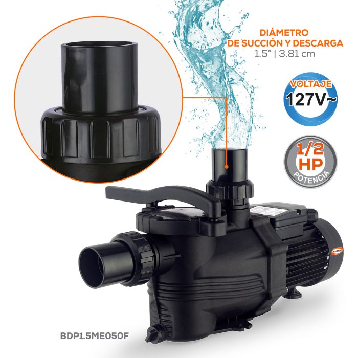 Bomba EVANS – 0.5 Hp, 127 V Monofásica Resistente a Químicos (BDP1.5ME050F)