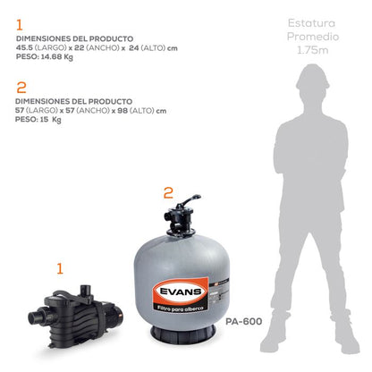 Kit para alberca 84 m³ - EVANS (KIT-BDP-1)