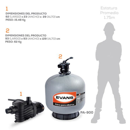 Kit para alberca 156 m³ - EVANS (KIT-BDP-3)