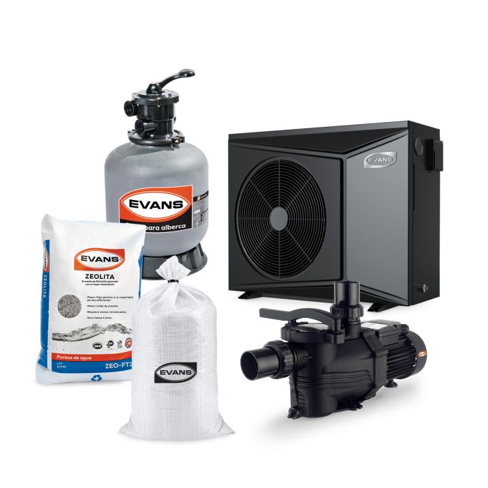 Kit para alberca 63 m³ con bomba de calor - EVANS (KIT-BDP-BDC-0.5)