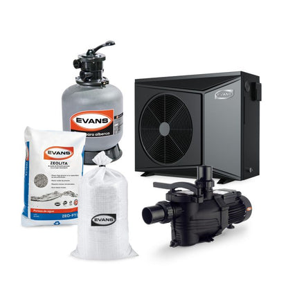 Kit para alberca 63 m³ con bomba de calor - EVANS (KIT-BDP-BDC-0.5)
