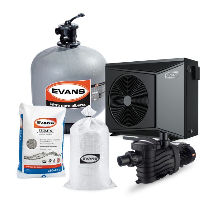 Kit para alberca 84 m³ con bomba de calor - EVANS (KIT-BDP-BDC-1)