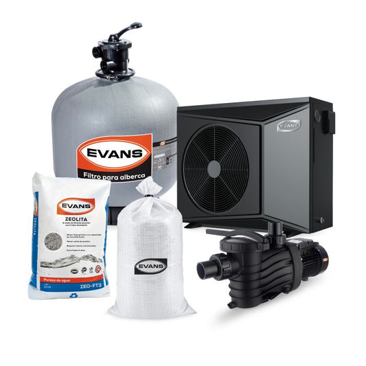 Kit para alberca 84 m³ con bomba de calor - EVANS (KIT-BDP-BDC-1)