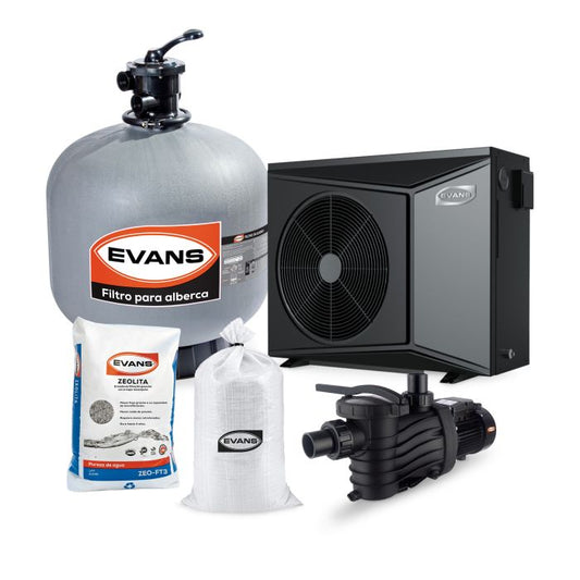 Kit para alberca 142 m³ con bomba de calor - EVANS (KIT-BDP-BDC-2)