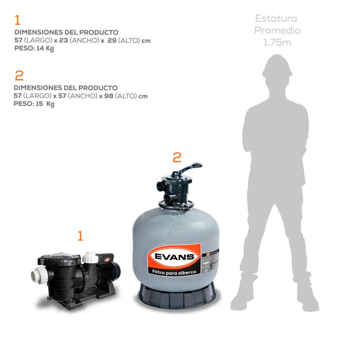Kit para alberca 120 m³ - EVANS (KIT-SWIM-1.5)